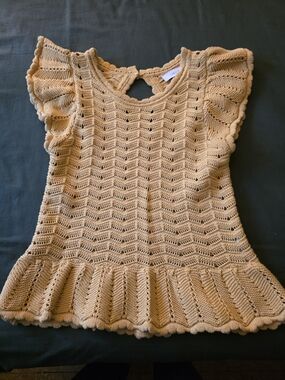GREYLIN Crochet Knit Top in Mustard